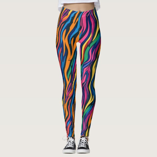 Leggings Modèle de zèbre arc-en-ciel Abstrait (Devant)