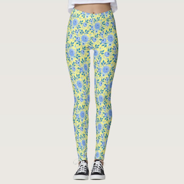 Leggings Modèle floral.06.FR. Lbluex4. Jaune (Devant)