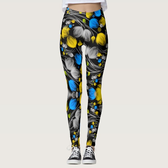 Leggings Modèle floral abstrait clair sur arrière - plan no (Devant)