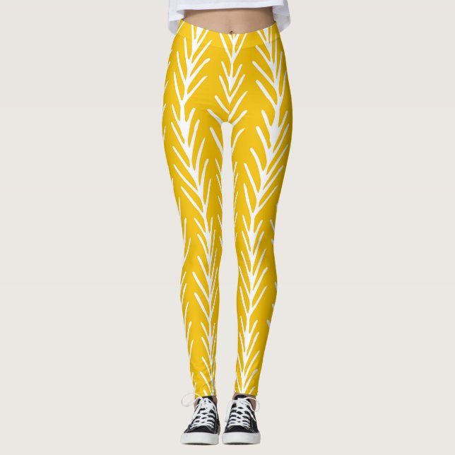 Leggings Modèle floral Abstrait dessiné à la main (Devant)
