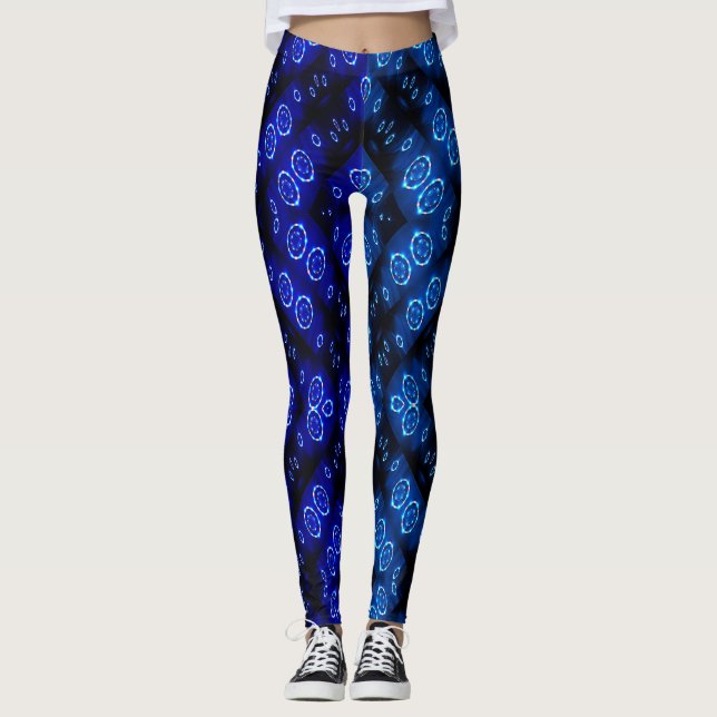 Leggings Modèle floral Abstrait numérique bleu (Devant)