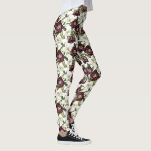 Leggings Modèle floral Bourgogne