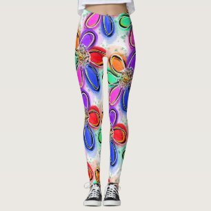 Leggings Modèle floral d'art coloré