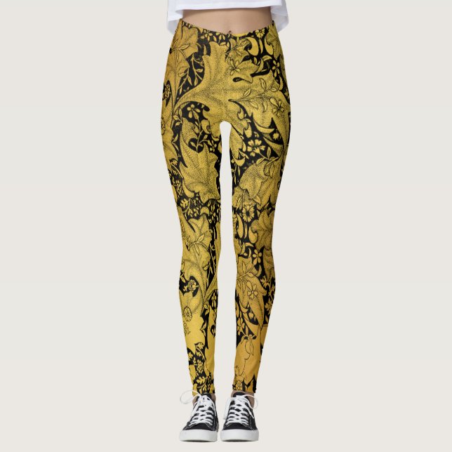 Leggings Modèle Floral Or Fleur orientale (Devant)