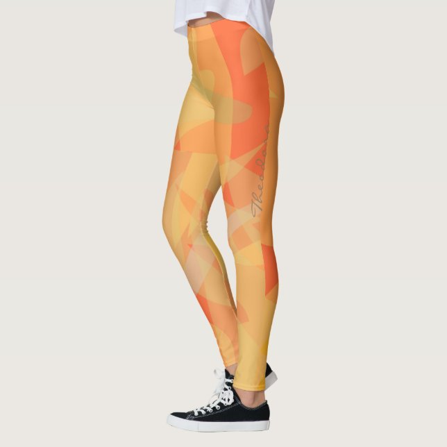 Leggings Modèle Floral Orange Abstrait (Gauche)
