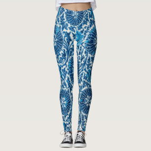 Leggings Modèle Floral Ornemental Bleu vintage