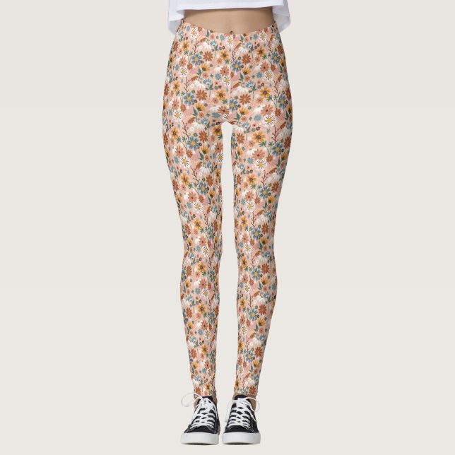 Leggings Modèle floral peint à la main-23136 (Devant)