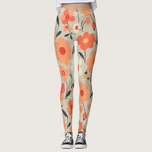 Leggings Modèle Floral Rétro Chaud (Devant)