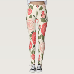 Leggings Modèle floral rose romantique