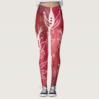 Leggings Modèle Floral rouge