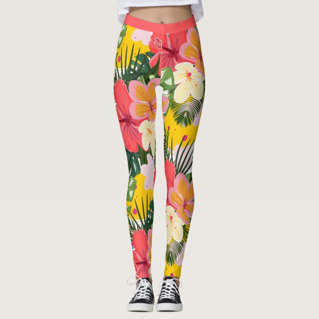 Leggings Modèle floral tropical vibre (Devant)