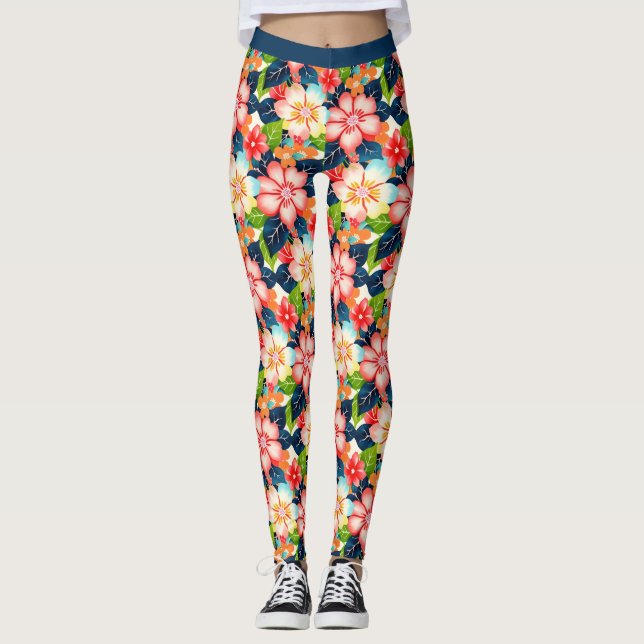 Leggings Modèle floral tropical vibre (Devant)