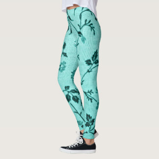 Leggings Modèle floral turquoise