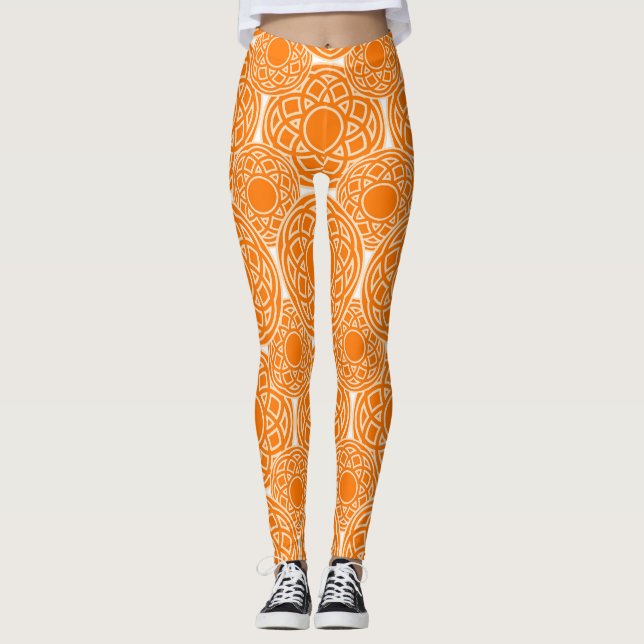 Leggings Modèle géométrique orange ethnique abstrait (Devant)