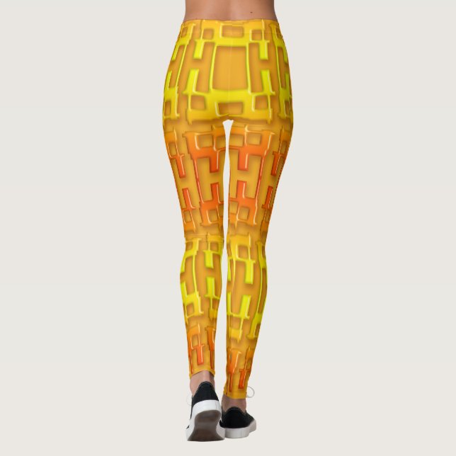 Leggings Modèle orange géométrique ethnique (Dos)