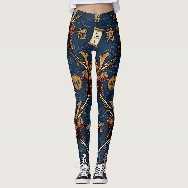 Leggings Modèle sans couture des vertus du code Bushido des (Devant)