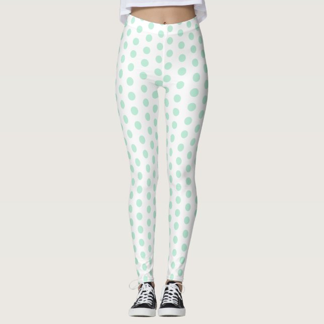 Leggings Modèle tendance moderne élégant Mint vert blanc (Devant)