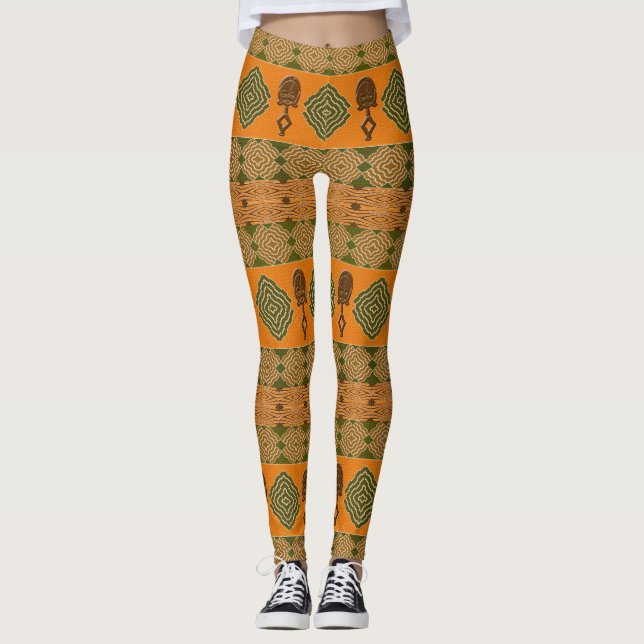 Leggings modèle tribal rayé africain ethnique (Devant)