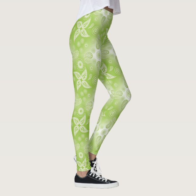 Leggings Modèle vert d'été de Paisley (Droite)