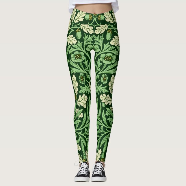 Leggings Modèle vintage de William Morris Acorn Oak Green (Devant)