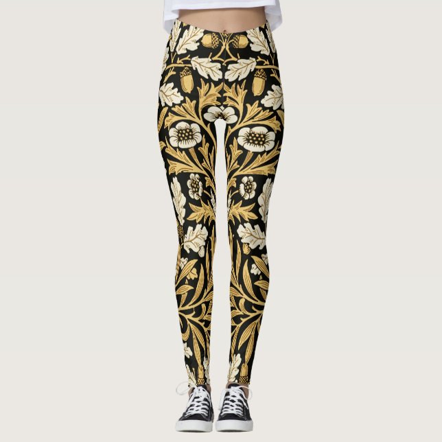 Leggings Modèle William Morris Vintage Gold Black Oak (Devant)