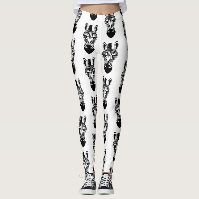 Leggings Modèle zèbre noir et blanc mignon (Devant)