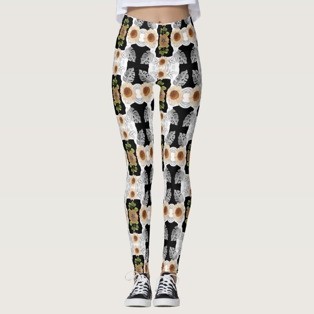 Leggings Modern abstract floral art (Devant)