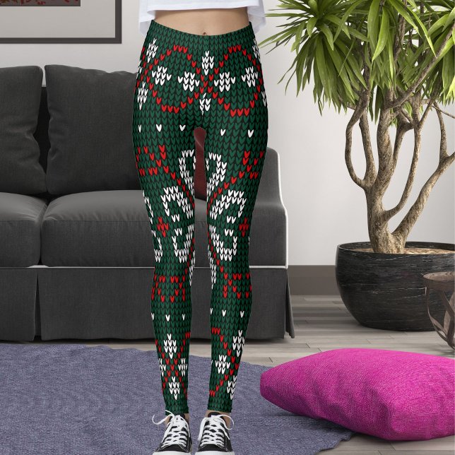 Leggings Modern Ornate Knitted Christmas Pattern Women Gift (Créateur téléchargé)