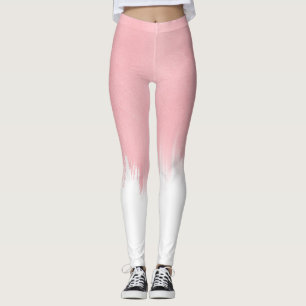 Leggings Modern Pink Brush strokes white Design