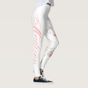 Leggings Modern Scroll Hearts Tan Pink Ajouter un nom