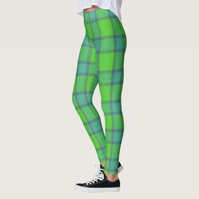 Leggings Modern stylish green &blue Plaid tartan pattern (Gauche)