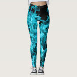 Leggings Moderne à la mode abstrait sur des flammes d'Aqua<br><div class="desc">Résumé moderne sur le sembler de flammes bleues d'Aqua du feu grand comme elles dansent au-dessus de ces guêtres</div>