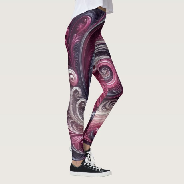 Leggings Moderne Abstrait Simple Tourbillonnant Rose et Vio (Droite)