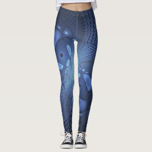 Leggings Moderne Abstrait tendance Dusk Blue Fractal Art