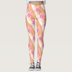 Leggings MODERNE abstraite dessin-rose-brun-mosaïque