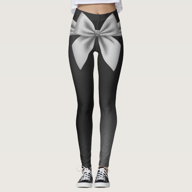 Leggings Moderne Black Grey Bow élégant (Devant)