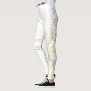 Leggings Moderne Blanc Or Soleil Lune Planète Universe Mand