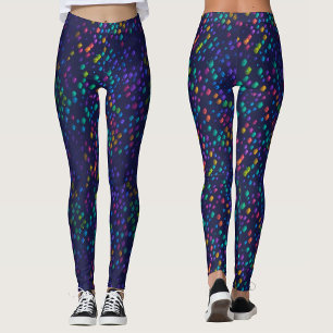 Leggings Moderne bleu avec lumière géométrique arc-en-ciel