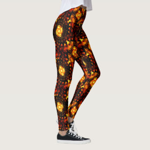 Leggings Moderne Bohème Élégant Motif d'Art Abstrait Doré #