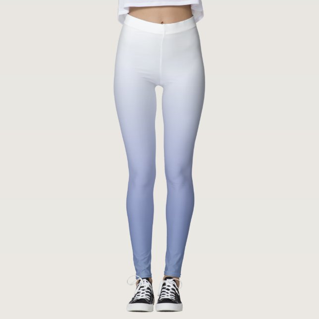 Leggings Moderne Chic Bleu et Blanc Ombré (Devant)
