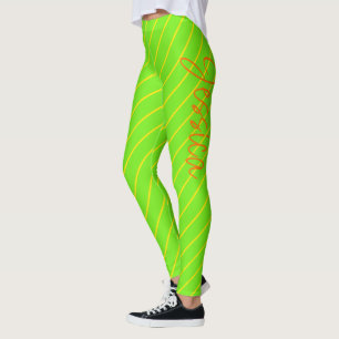 Leggings Moderne Chic Cool Neon Jaune Vert Orange rayé