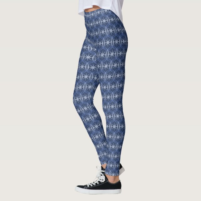 Leggings Moderne chic géométrique roulettes de vélo bleu mo (Gauche)