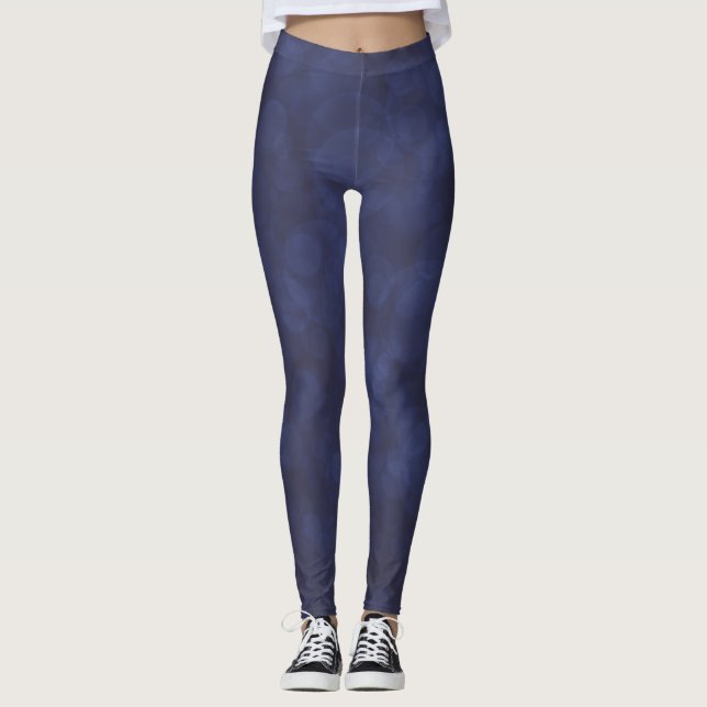 Leggings Moderne Deep Blue Bokeh (Devant)