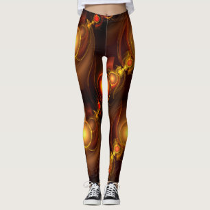 Leggings Moderne Élégant Bohème Doré Motif d'Art Abstrait #
