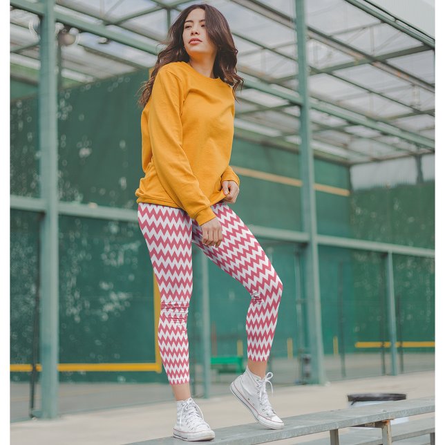 Leggings Moderne élégant Chic Hipster Mode rose géométrique (Modern Stylish Chic Hipster Fashion Pink Geometric Leggings)