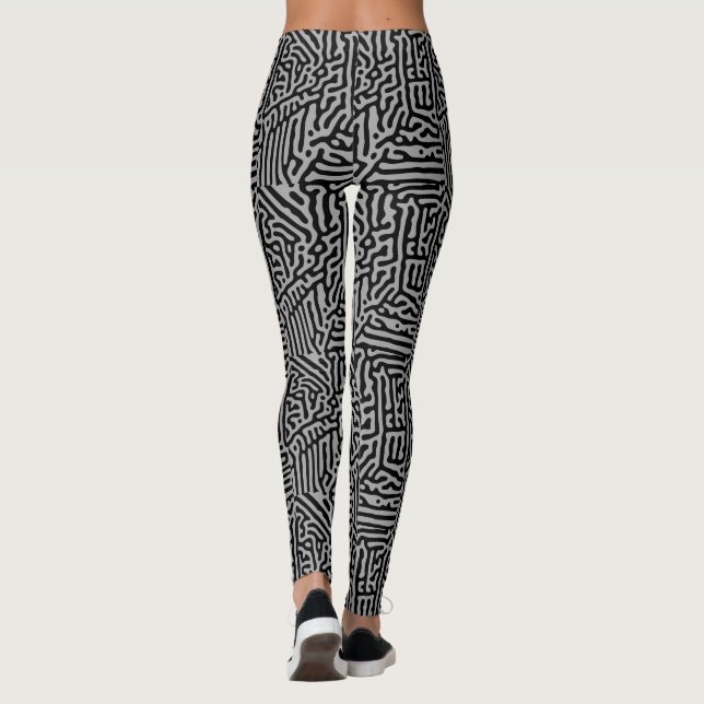 Leggings Moderne, élégant, gris et noir classique (Dos)