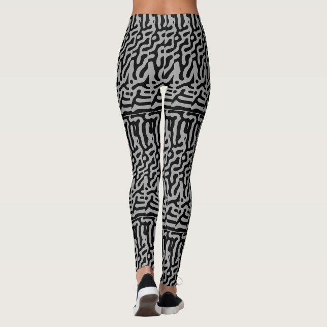 Leggings Moderne Élégant Gris & Noir Classique  (Dos)