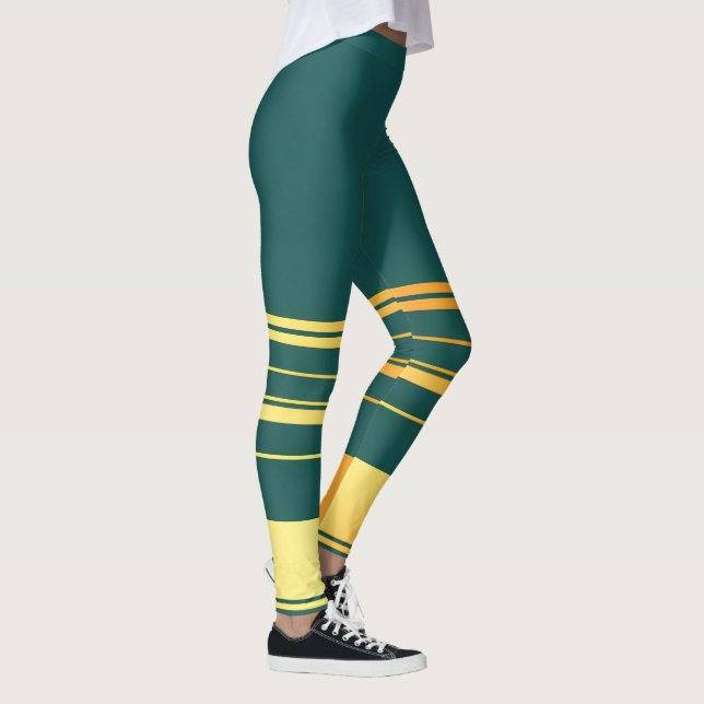 Leggings Moderne Green Gold Luxury Linen Texture Collection (Droite)