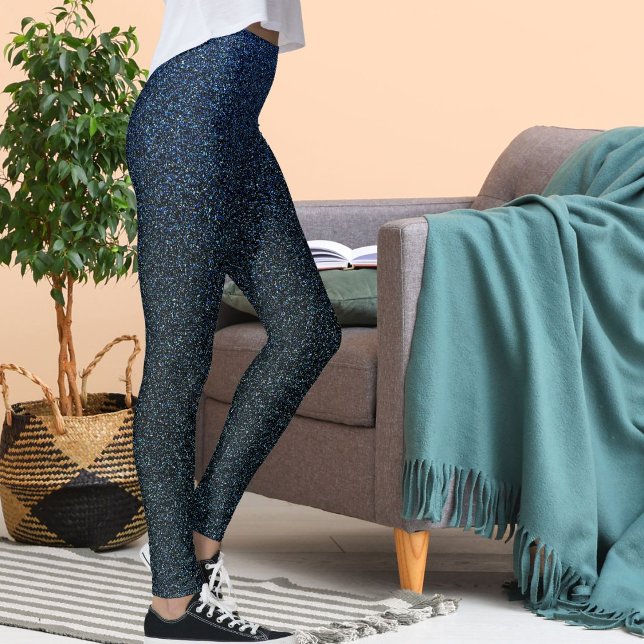 Leggings Moderne joli motif pailleté bleu brillant Noël (Créateur téléchargé)