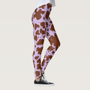 Leggings Moderne Lilac Purple et Brown Fourrure de vache Im